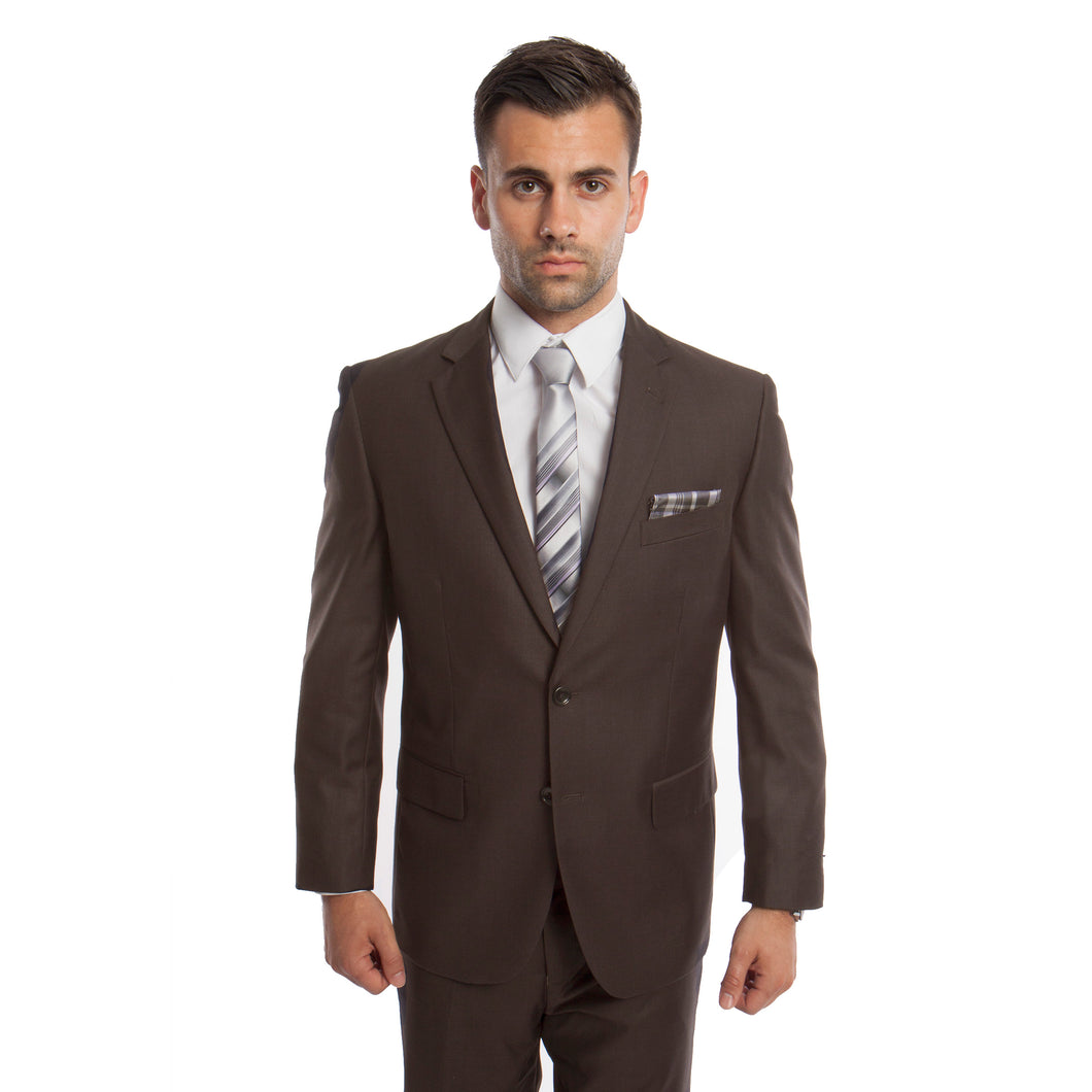 Men's Modern Fit Dark Taupe Solid 2-PC Suit