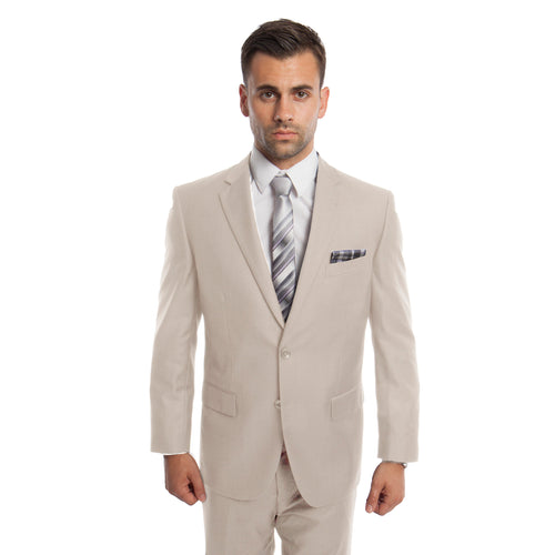 Men's Modern Fit Tan Solid 2-PC Suit