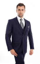 Cargar imagen en el visor de la galería, Navy 3-PC Slim Fit Stretch Suits For Men