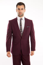 Cargar imagen en el visor de la galería, Burgundy Solid 2-PC Slim Fit Performance Stretch Suits For Men