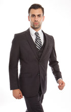 Cargar imagen en el visor de la galería, Gray Pinstripe Tone on Tone 3-PC Slim Fit Stretch Suits For Men