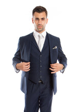 Cargar imagen en el visor de la galería, Navy Solid 3-PC Slim Fit Performence Stretch Suits For Men