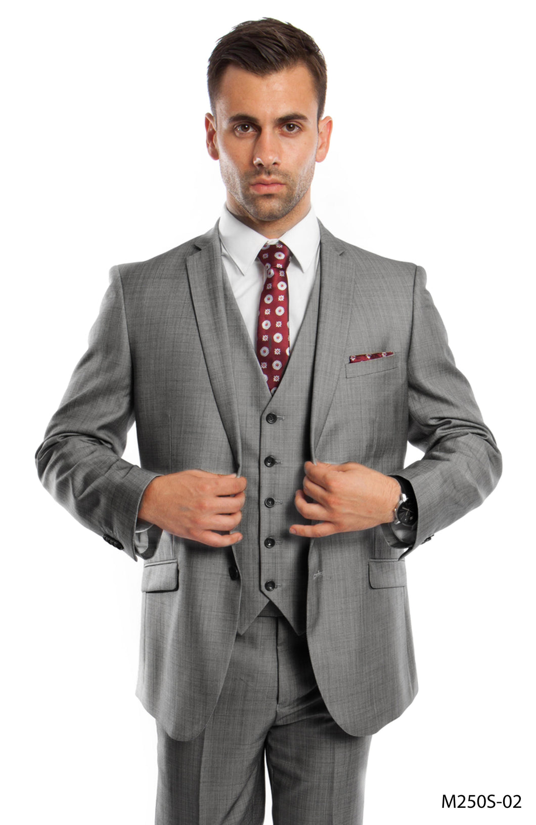 Men's Slim Fit 3-PC Gray Performance Stretch Suit