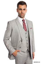 Cargar imagen en el visor de la galería, Men&#39;s Slim Fit 3-PC Light Gray Performance Stretch Suit