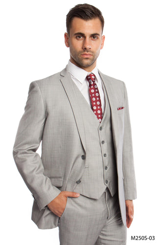 Men's Slim Fit 3-PC Light Gray Performance Stretch Suit