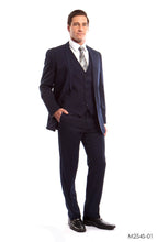Cargar imagen en el visor de la galería, Navy Solid 3-PC Slim Fit Suits For Men