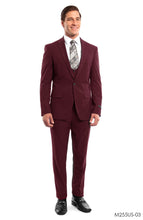 Cargar imagen en el visor de la galería, Burgundy Solid 3-PC Ultra Slim Fit Suits For Men