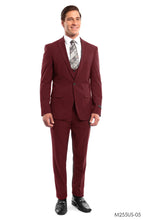 Cargar imagen en el visor de la galería, Cherry Red Solid 3-PC Ultra Slim Fit Suits For Men