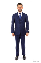 Cargar imagen en el visor de la galería, Dk. Blue Pinstripe tone on tone 3-PC Slim Fit Suits For Men
