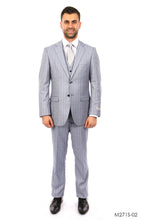 Cargar imagen en el visor de la galería, Lt. Blue Pinstripe tone on tone 3-PC Slim Fit Suits For Men
