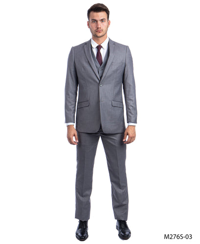 Men's Slim Fit Solid Mid Gay 2-PC Suit