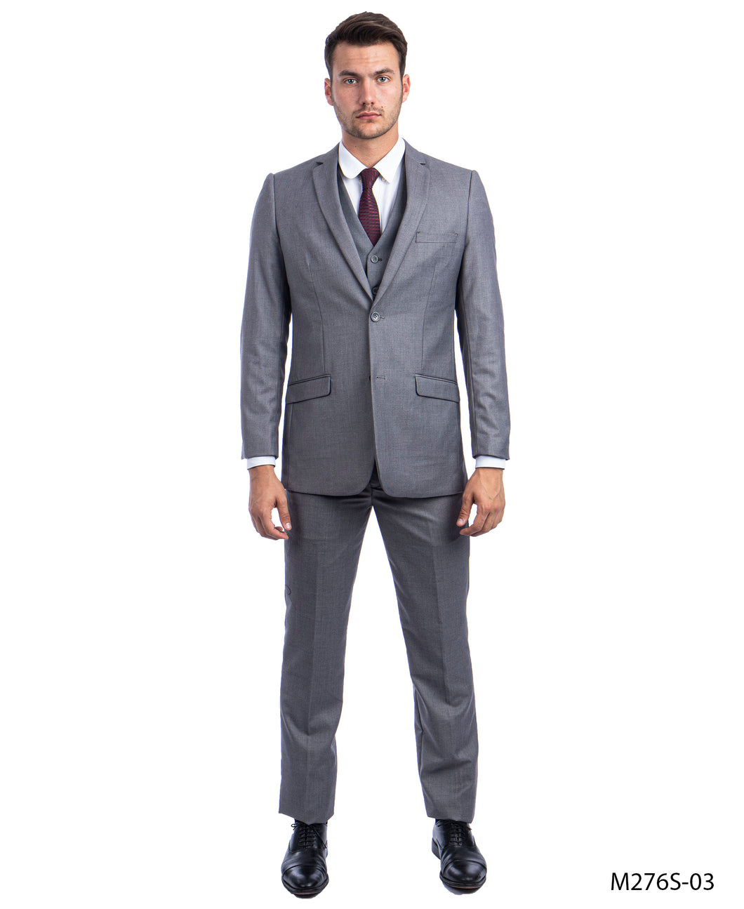 Men's Slim Fit Solid Mid Gay 2-PC Suit