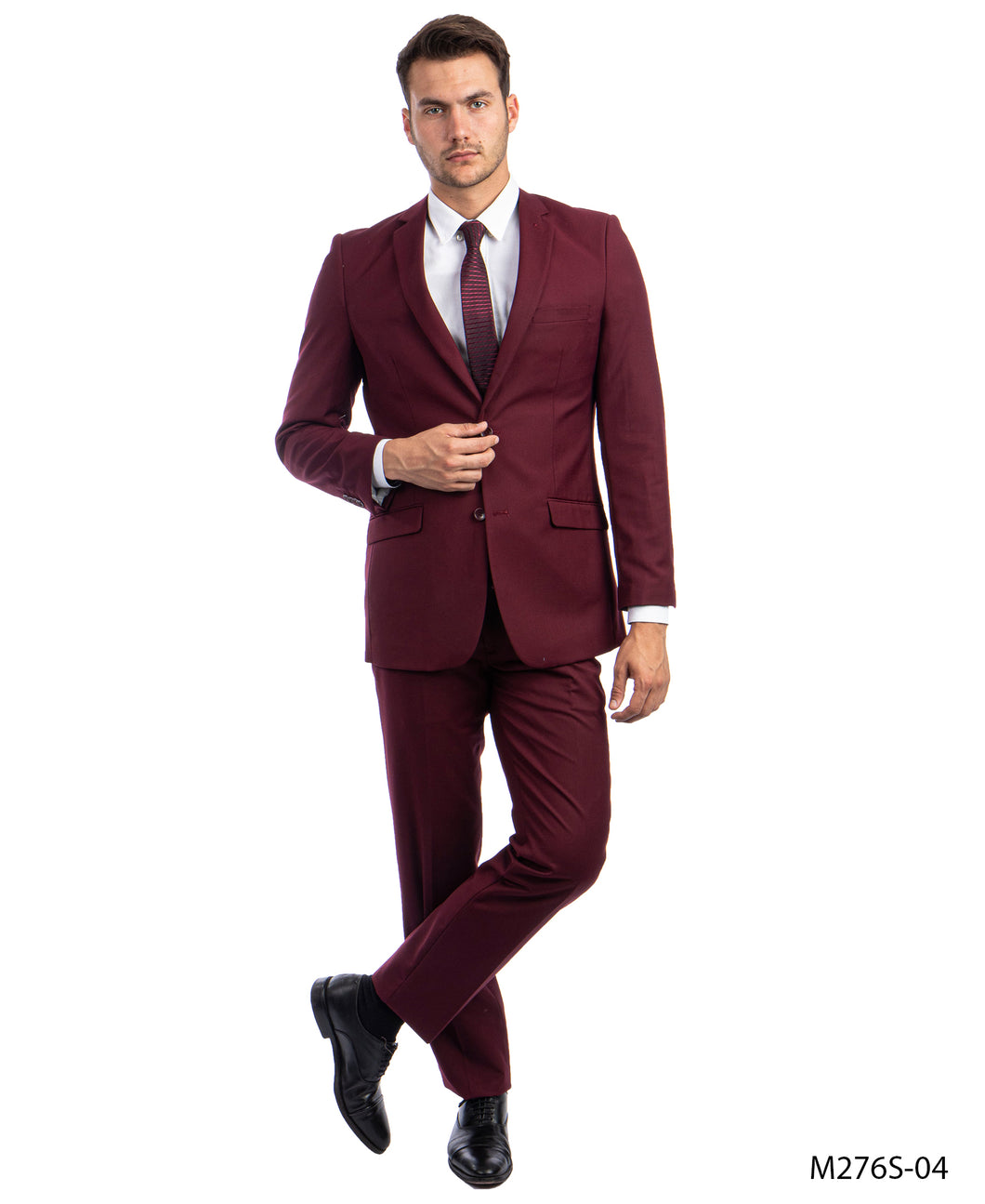 Men's Slim Fit Solid Burgundy 2-PC Suit
