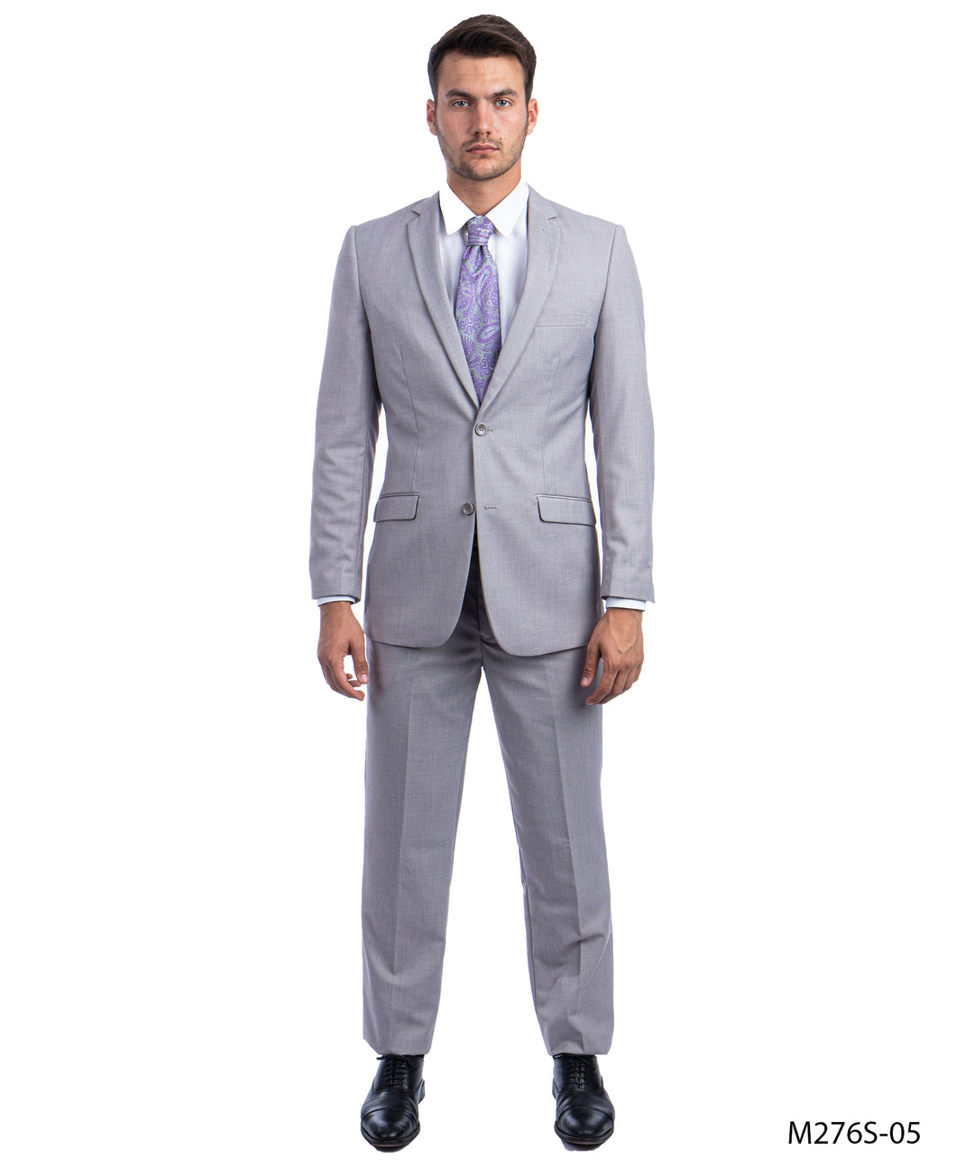 Men's Slim Fit Solid Light Gray 2-PC Suit