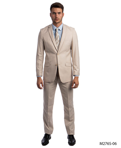 Men's Slim Fit Solid Tan 2-PC Suit