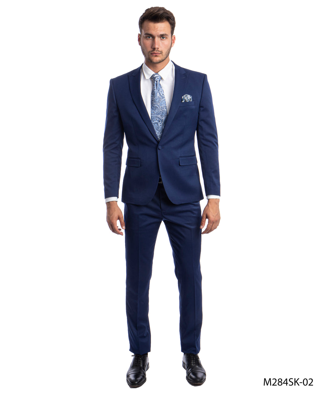 Men's Skinny Fit Solid Dark Blue Two Piece Suit