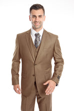 Cargar imagen en el visor de la galería, Men&#39;s Modern Fit Sharkskin Dark Taupe Solid 3-PC Suit
