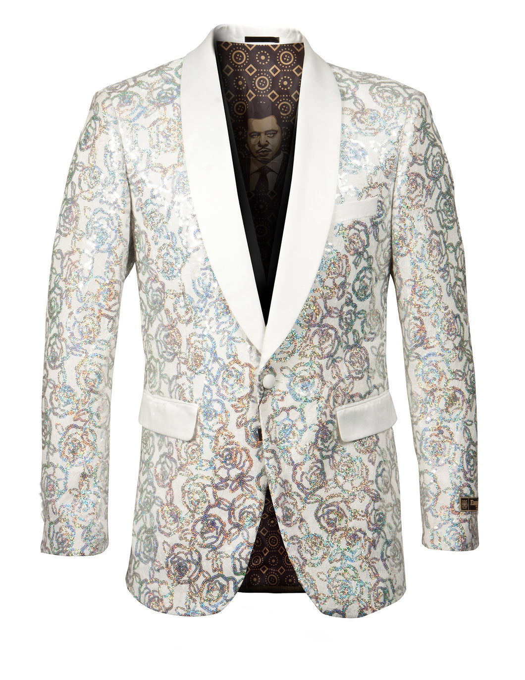 White/Silver Empire Show Blazers Formal Dinner Suit Jackets For Men ME258H-01