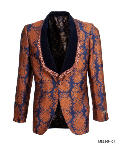 Navy/Brown Empire Show Blazers Formal Dinner Suit Jackets For Men ME326H-01