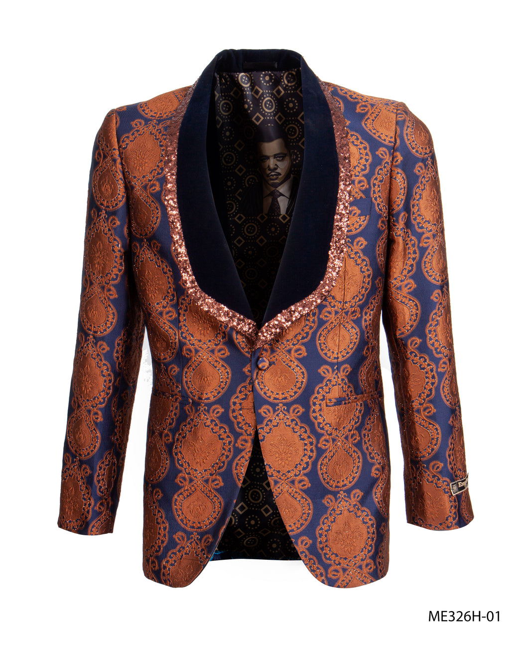 Navy/Brown Empire Show Blazers Formal Dinner Suit Jackets For Men ME326H-01