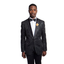 Cargar imagen en el visor de la galería, Modern Fit Pattern Design Satin Shawl Collar Lapel Mens Blazer Jacket For Men