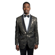Cargar imagen en el visor de la galería, Modern Fit Pattern Design Satin Shawl Collar Lapel Mens Blazer Jacket For Men