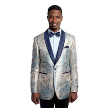 Cargar imagen en el visor de la galería, Modern Fit Shiny Pattern Design Satin Shawl Collar Blazer Jacket For Men