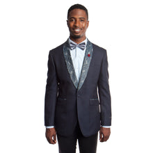 Cargar imagen en el visor de la galería, Solid Modern Fit Shawl Collar Pattern Mens Sports coat Blazer Jacket For Men