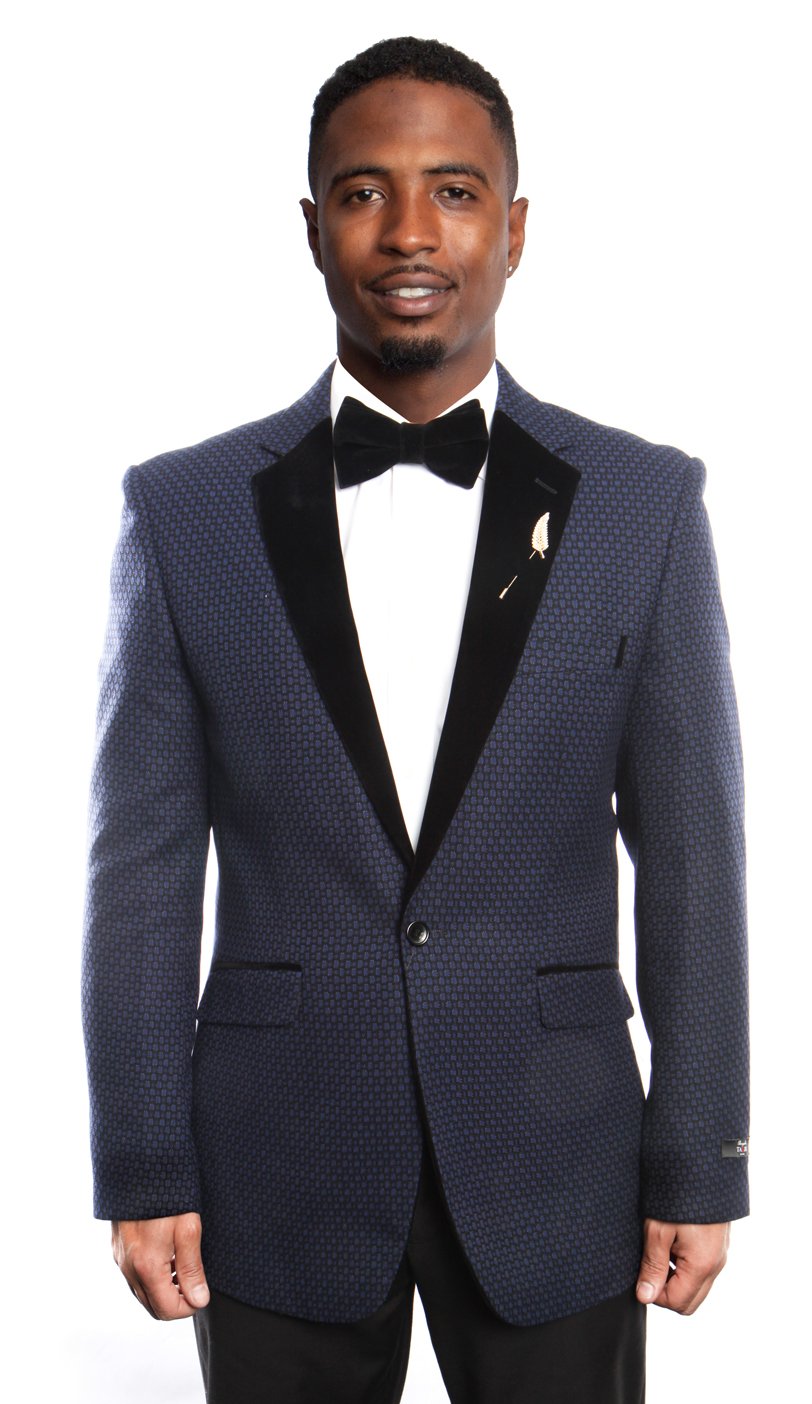 Modern Fit Houndstooth Tone on Tone Texture Peak Lapel Mens Sports coat Blazer Jacket For Men