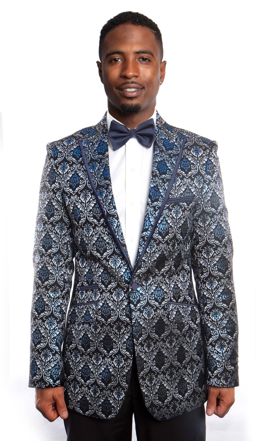 Modern Fit Pattern Design HIgh Peak Lapel Sports coat Blazer Jacket For Men