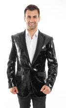 Cargar imagen en el visor de la galería, Modern Fit Sequin High Peak Lapel Mens Sports coat Blazer Jacket Form Men