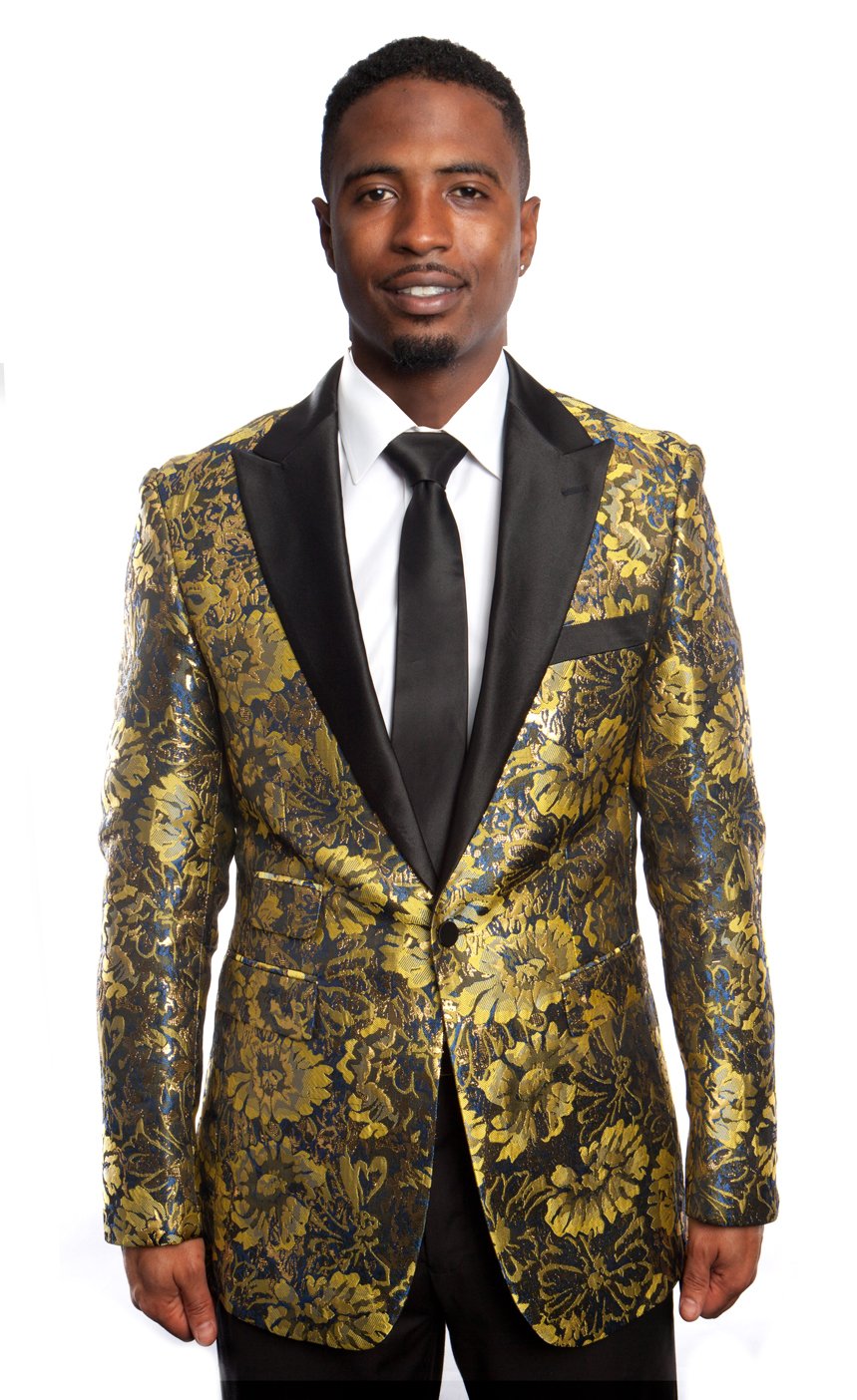 Modern Fit High Peak Lapel Paisley Pattern Mens Sports coat Blazer Jacket For Men