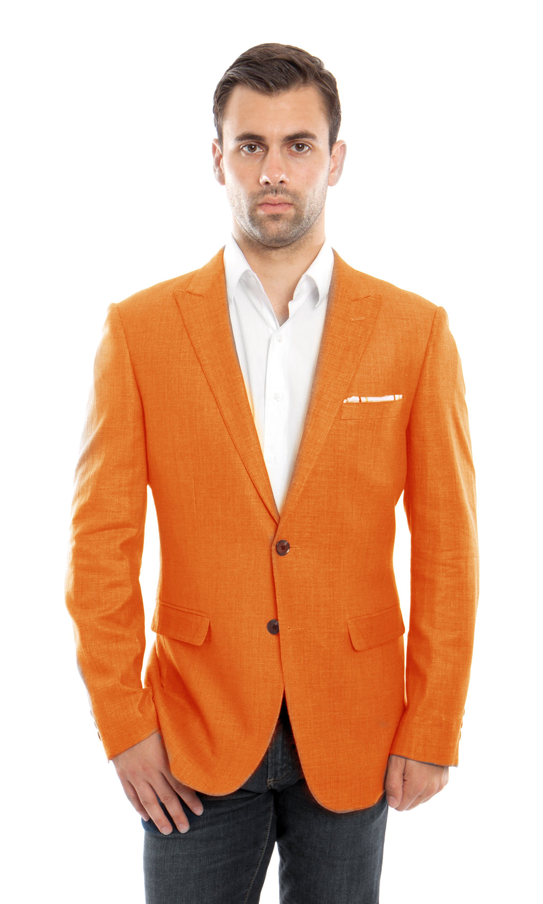 Slim Fit HIgh Peak Lapel Linen Mens Sports coat Blazer Jacket For Men