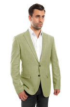 Cargar imagen en el visor de la galería, Slim Fit HIgh Peak Lapel Linen Mens Sports coat Blazer Jacket For Men