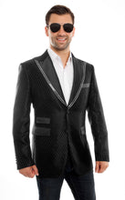 Cargar imagen en el visor de la galería, Modern Fit Houndstooth Pattern High Satin Peak Lapel With Trim Sports coat Blazer Jacket For Men