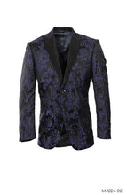 Cargar imagen en el visor de la galería, Black / Purple Floral Tazio Sports Coat Dinner Jackets