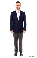 Cargar imagen en el visor de la galería, Purple / Blue Windowpane Tazio Sports Coat Dinner Jackets
