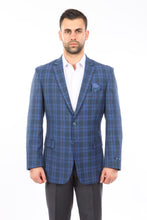 Cargar imagen en el visor de la galería, Blue / Charcoal / Burgundy Windowpane Tazio Sports Coat Dinner Jackets