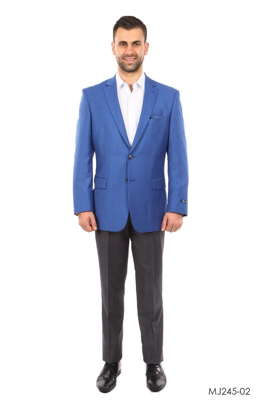 Blue / Blue Windowpane Tazio Sports Coat Dinner Jackets