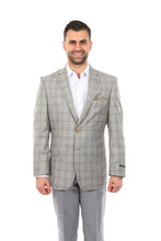 Cargar imagen en el visor de la galería, Grey / Brown Windowpane Tazio Sports Coat Dinner Jackets