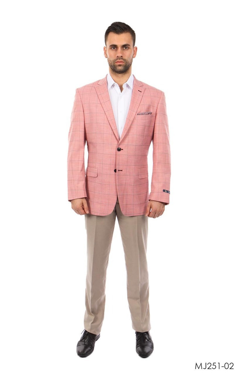 Rose / Grey Windowpane Tazio Sports Coat Dinner Jackets