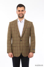 Cargar imagen en el visor de la galería, Brown / Burgundy  Windowpane Tazio Sports Coat Dinner Jackets