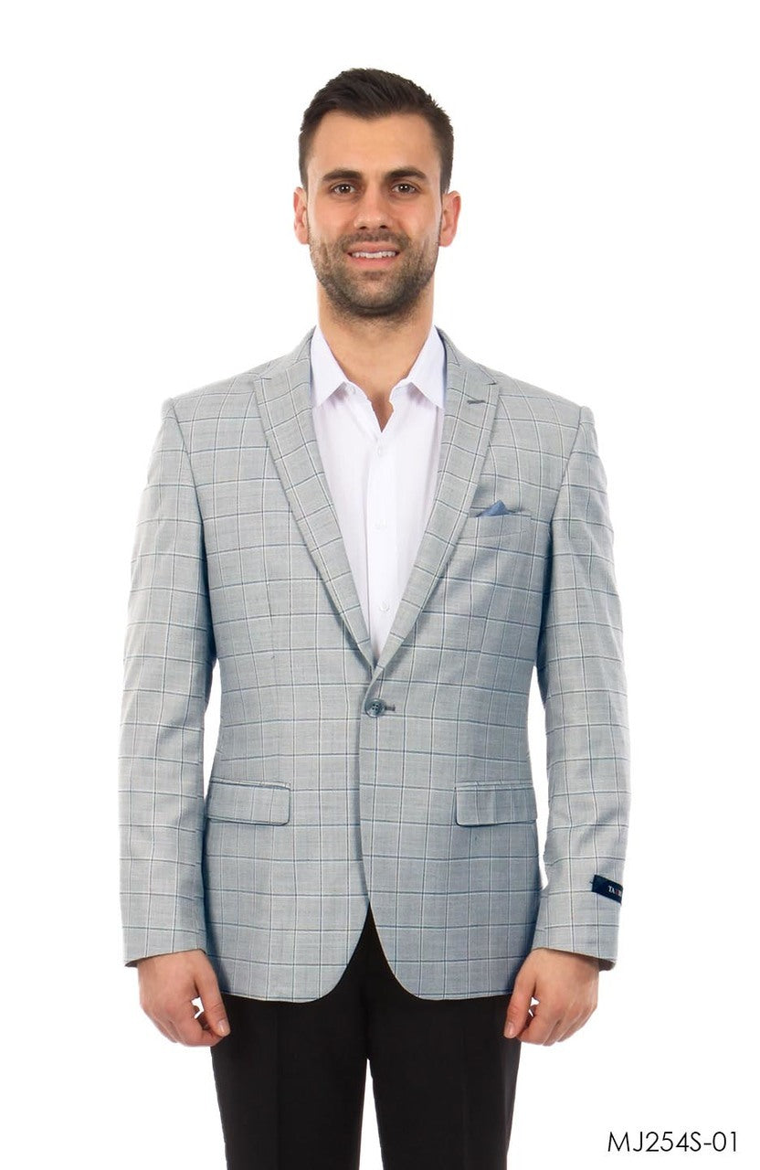 Grey / Blue Windowpane Tazio Sports Coat Dinner Jackets