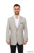 Cargar imagen en el visor de la galería, Tan / Cream / Purple Windowpane Tazio Sports Coat Dinner Jackets