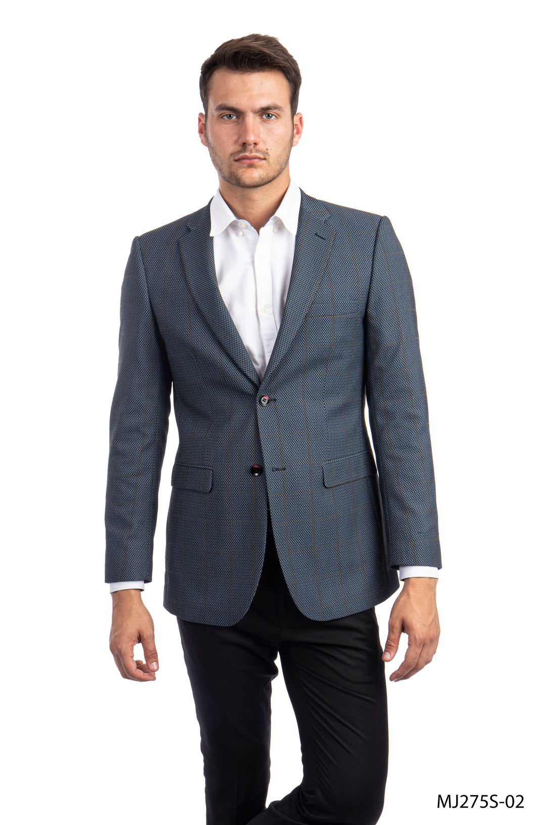 Blue / Brown WIndowpane Tazio Sports Coat Dinner Jackets