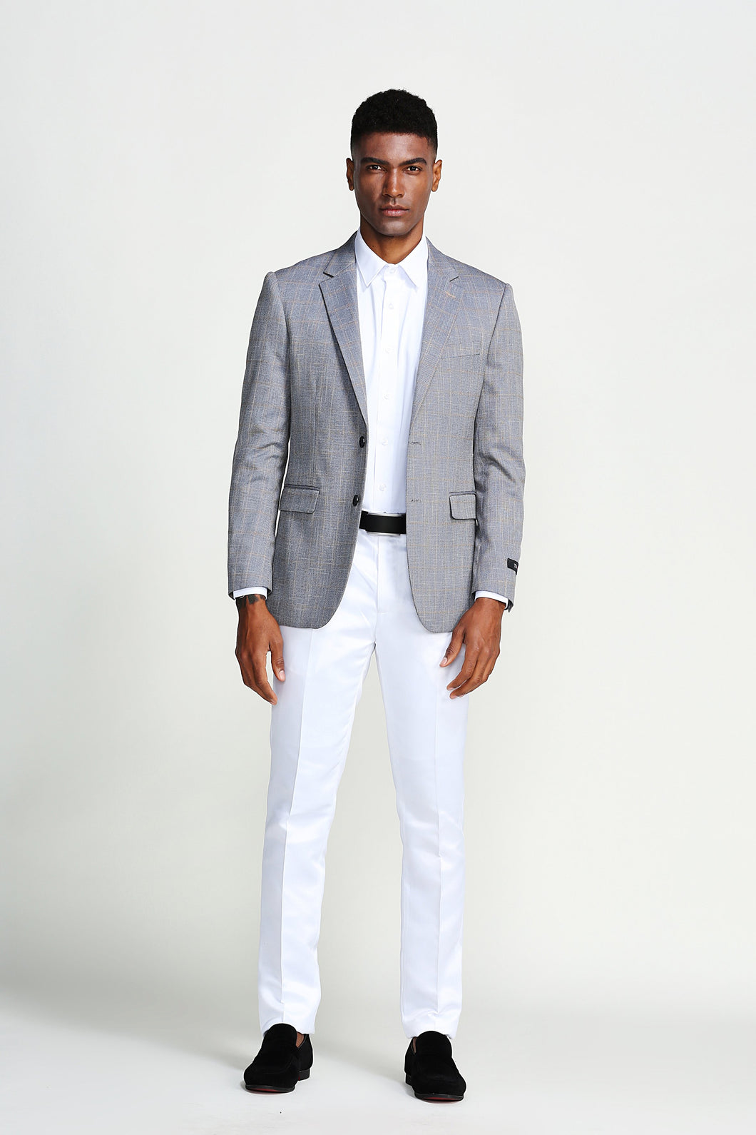 Slim Fit Windowpane Notch Lapel Sports coat Blazer Jacket For Men