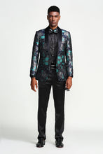 Cargar imagen en el visor de la galería, Slim Fit Tie Dye Satin Shawl Collar Sports coat Blazer Jacket For Men