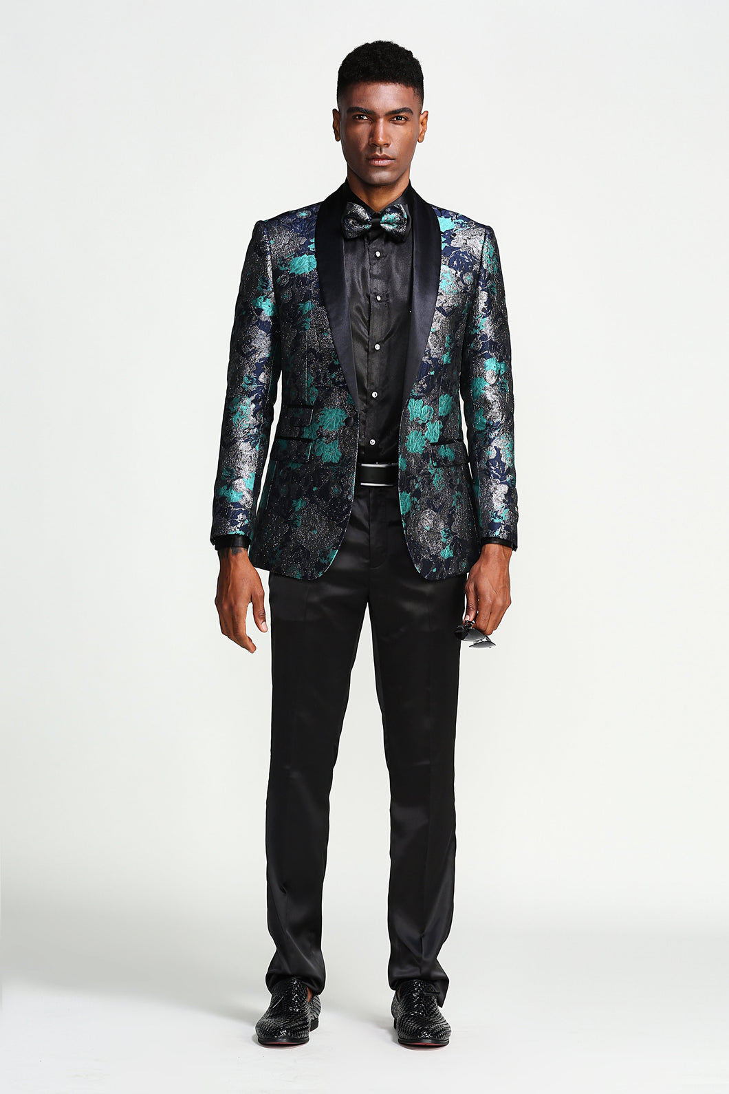 Slim Fit Tie Dye Satin Shawl Collar Sports coat Blazer Jacket For Men