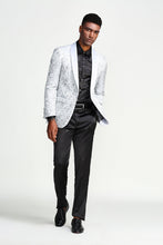 Cargar imagen en el visor de la galería, Slim Fit Paisley Pattern Satin Shawl Collar Sports coat Blazer Jacket For Men
