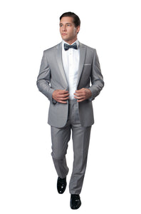 Satin Peak Lapel With Trim Tuxedo Solid Slim Fit Prom Tuxedos For Men